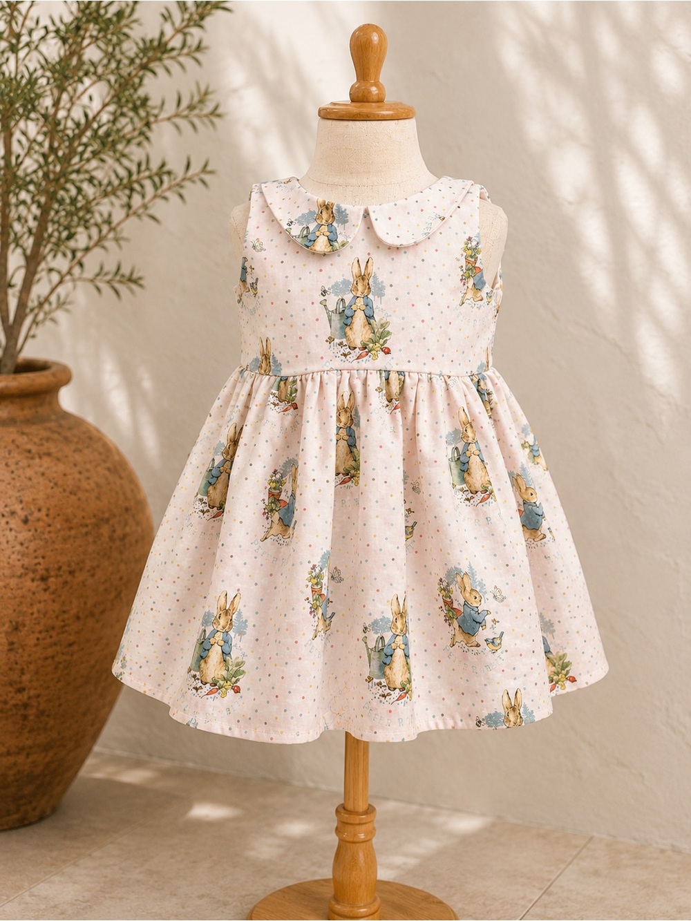 Handmade Peter Rabbit Boutique Dress 9-12M Cottagecore Heirloom Baby Girl Dress